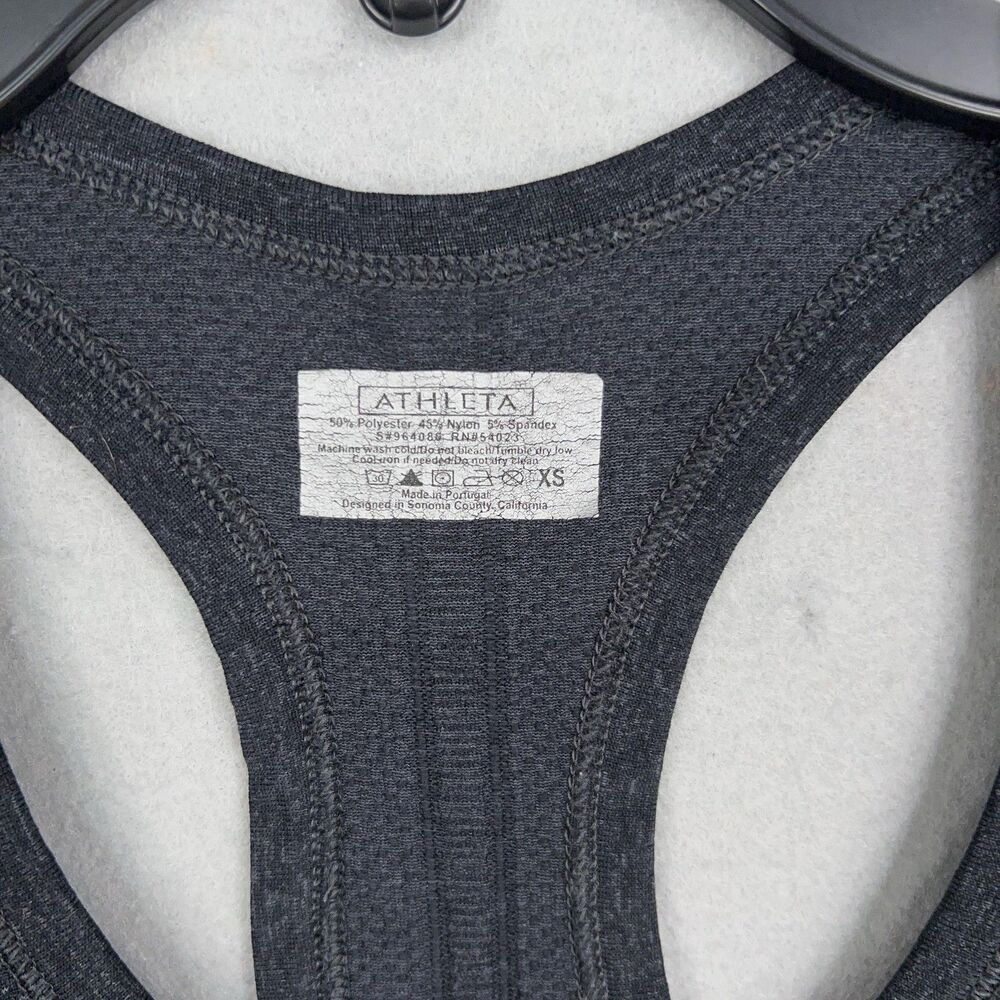 Athleta Top Womens XS Black Fast Track Racer Ruched Athletic Yoga Gym Training - Picture 4 of 12
